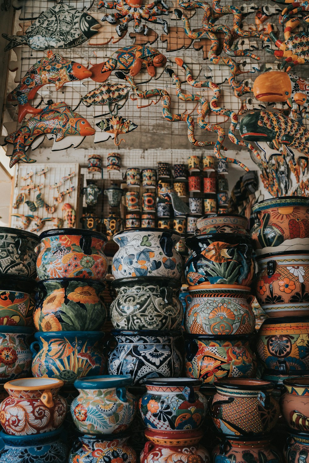 A collection of characterful vintage pottery